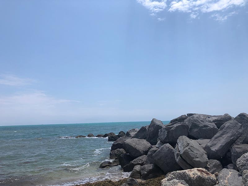 Sky, water, and rocks for self-relfection and goal setting.